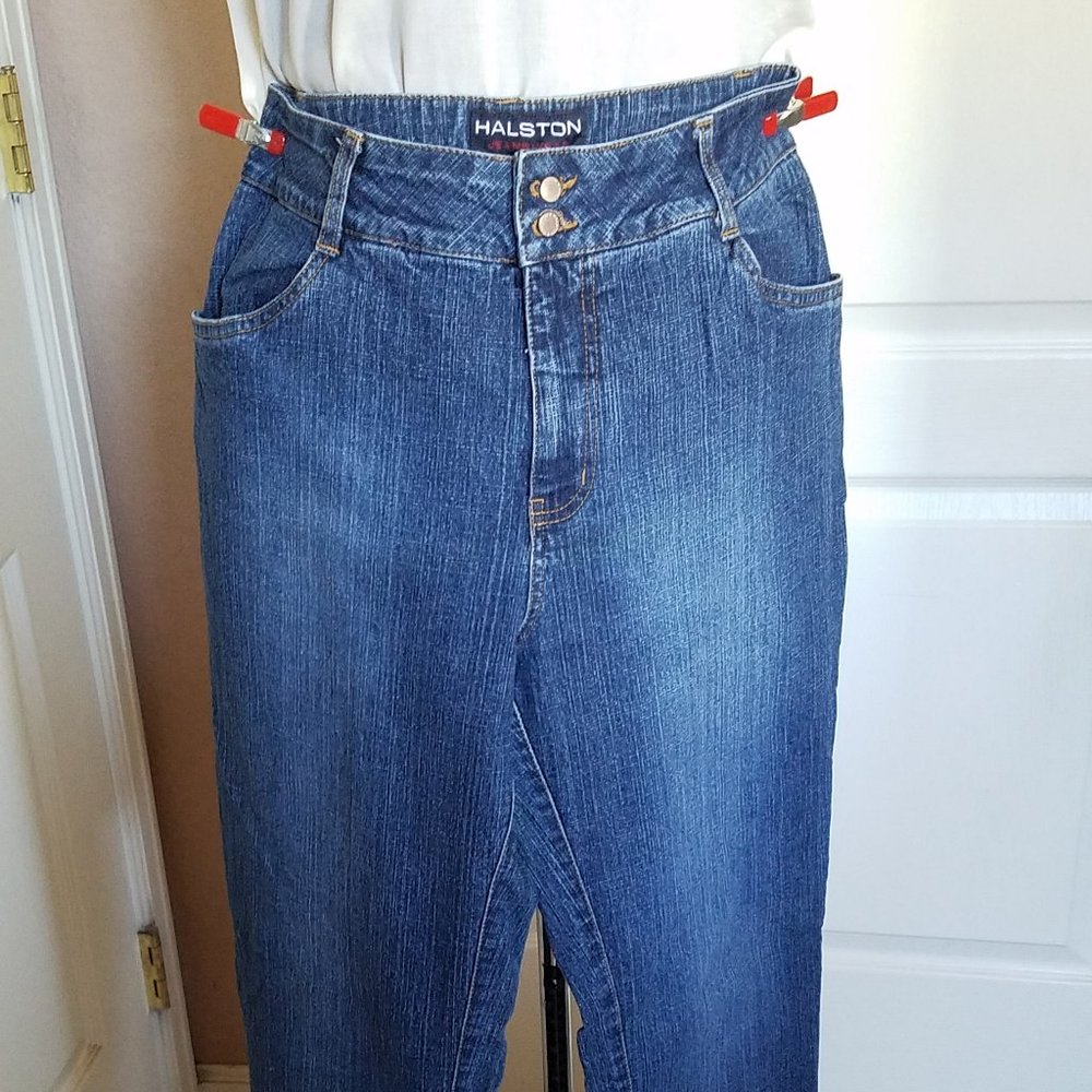 Halston Ladies Dark Blue Jeans In Size 10